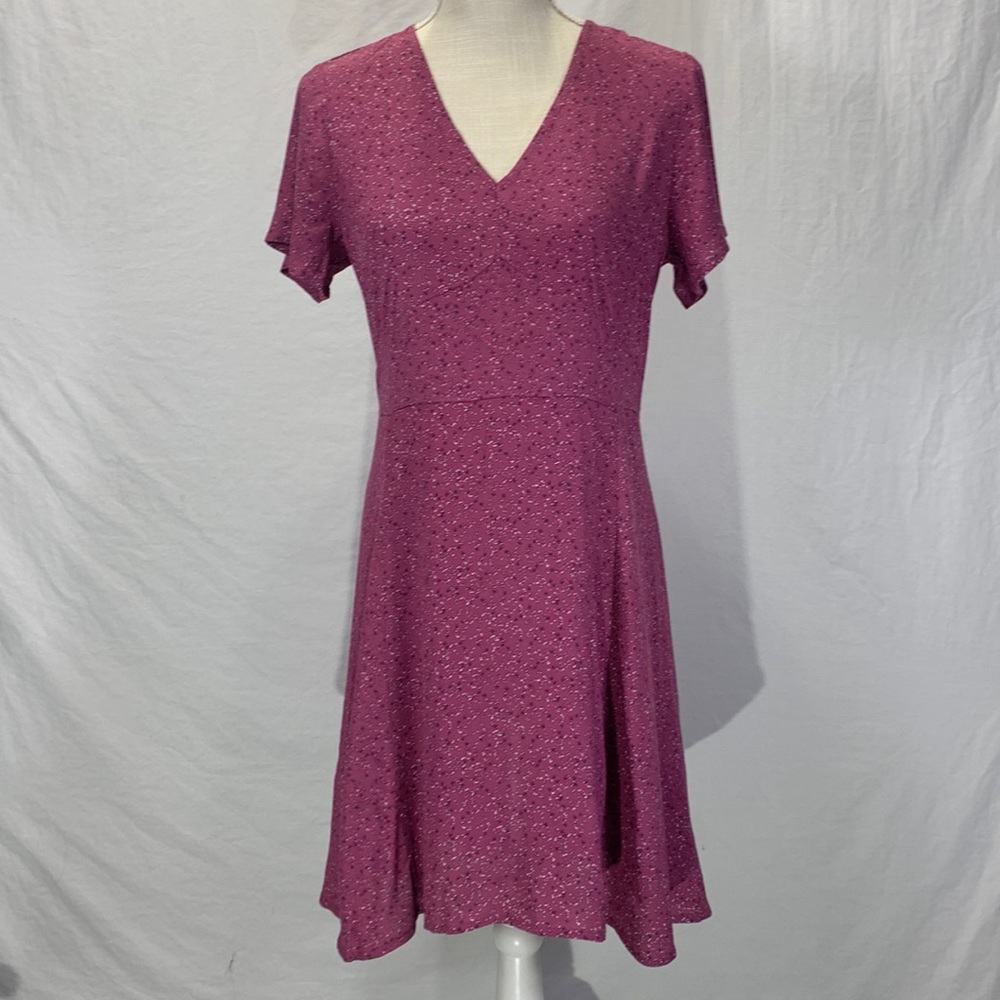 GAP Purple Floral-Print V-Neck Midi Dress